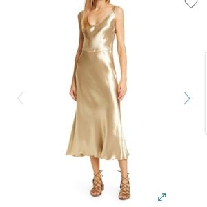 $395 Vince Metallic Satin Dress